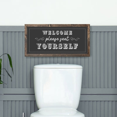 Please Seat Yourself Funny Bathroom Sign Wood Framed Sign