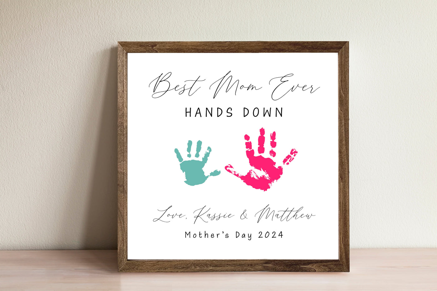 Personalized Best Mom Ever DIY Handprint Sign - Mulberry Market Designs