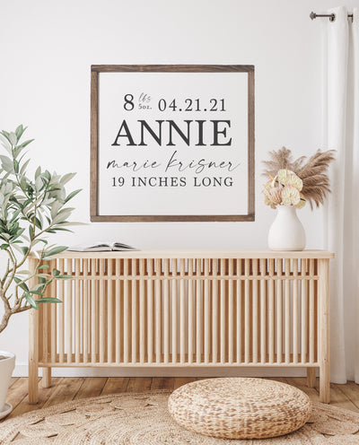 Baby Birth Stats | Nursery Wall Art - Mulberry Market Designs