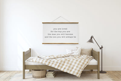 You Are Loved for The Boy You Are Nursery Tapestry Canvas Wall Decor - Mulberry Market Designs