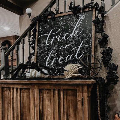 Trick or Treat | Halloween Wood Framed Sign - Mulberry Market Designs