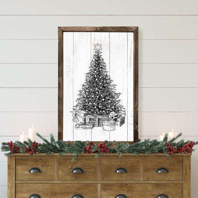 Christmas Tree Wood Framed Sign - Mulberry Market Designs