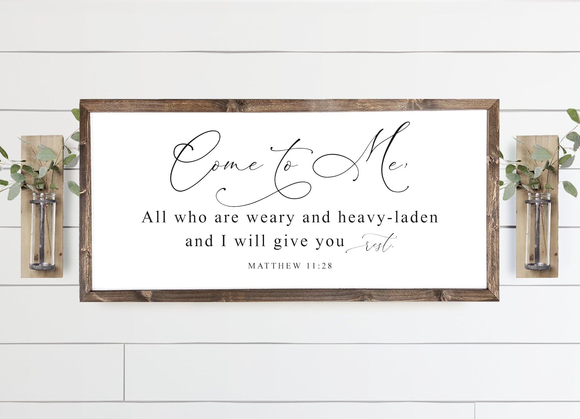 Come to Me All Who are Weary | Matthew 11:28 Wood Framed Sign