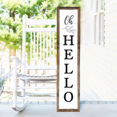 Oh Hello Welcome Wood Framed Porch Sign - Mulberry Market Designs