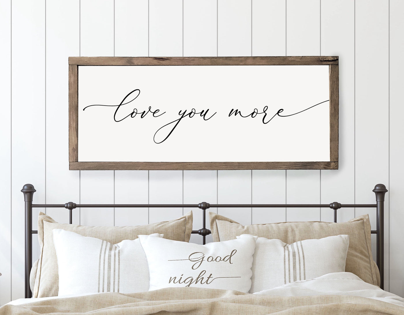 Love You More | Wood Framed Bedroom Sign - Mulberry Market Designs