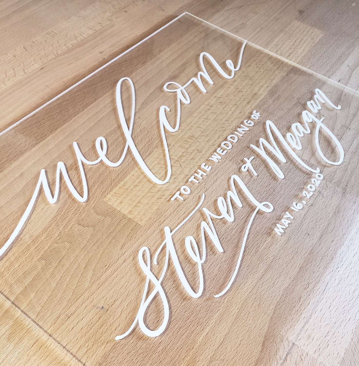 Acrylic Wedding Sign Package | Bundle A - Wedding Sign Bundle Clear Acrylic Painted Wedding Signs Clear Painted for Wedding, Seating Chart Welcome Sign 