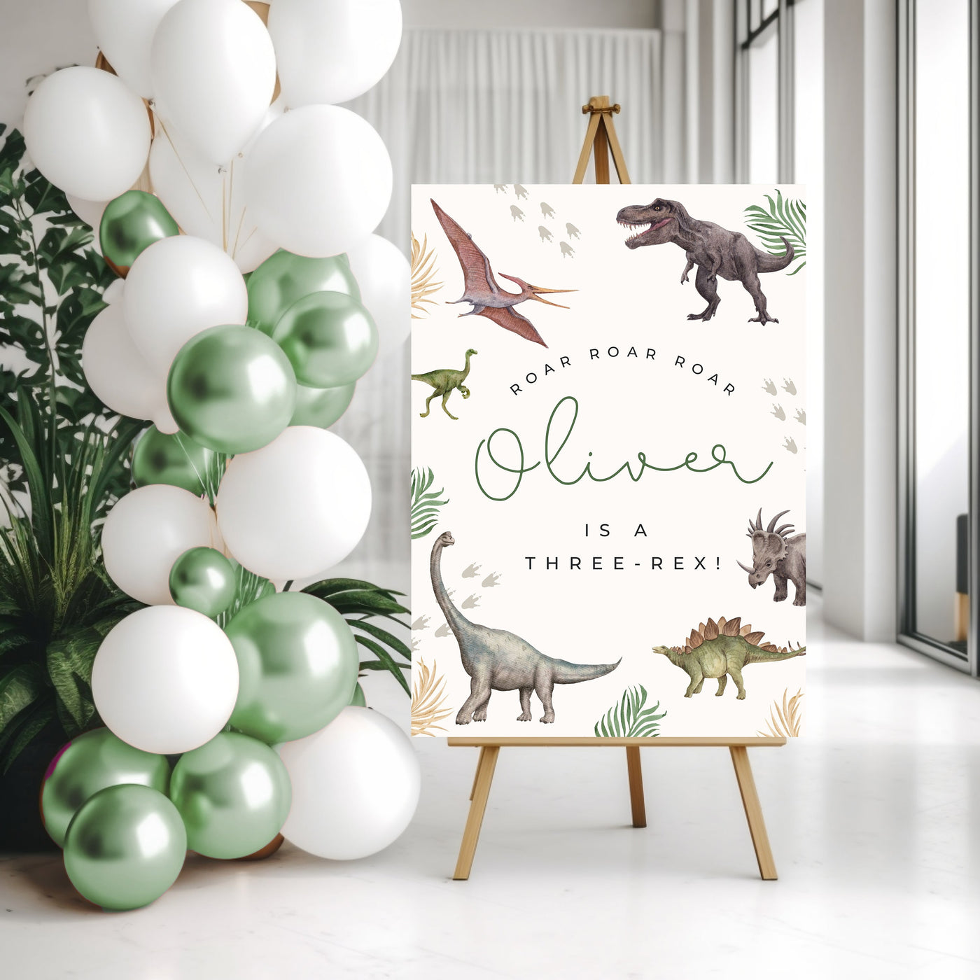 Personalized Dinosaur Birthday Party Sign - Mulberry Market Designs