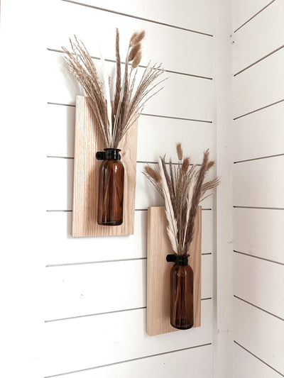 Set of 2 Rustic Wood Farmhouse Sconces