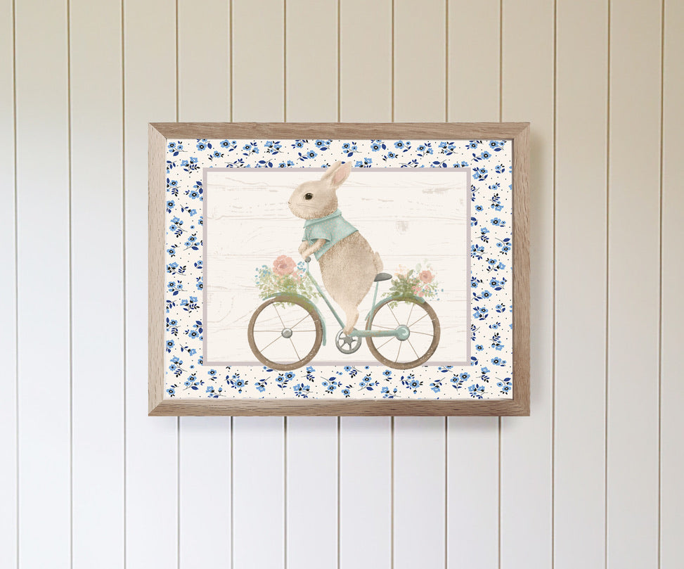 Vintage Riding Rabbit Nursery Wall Art