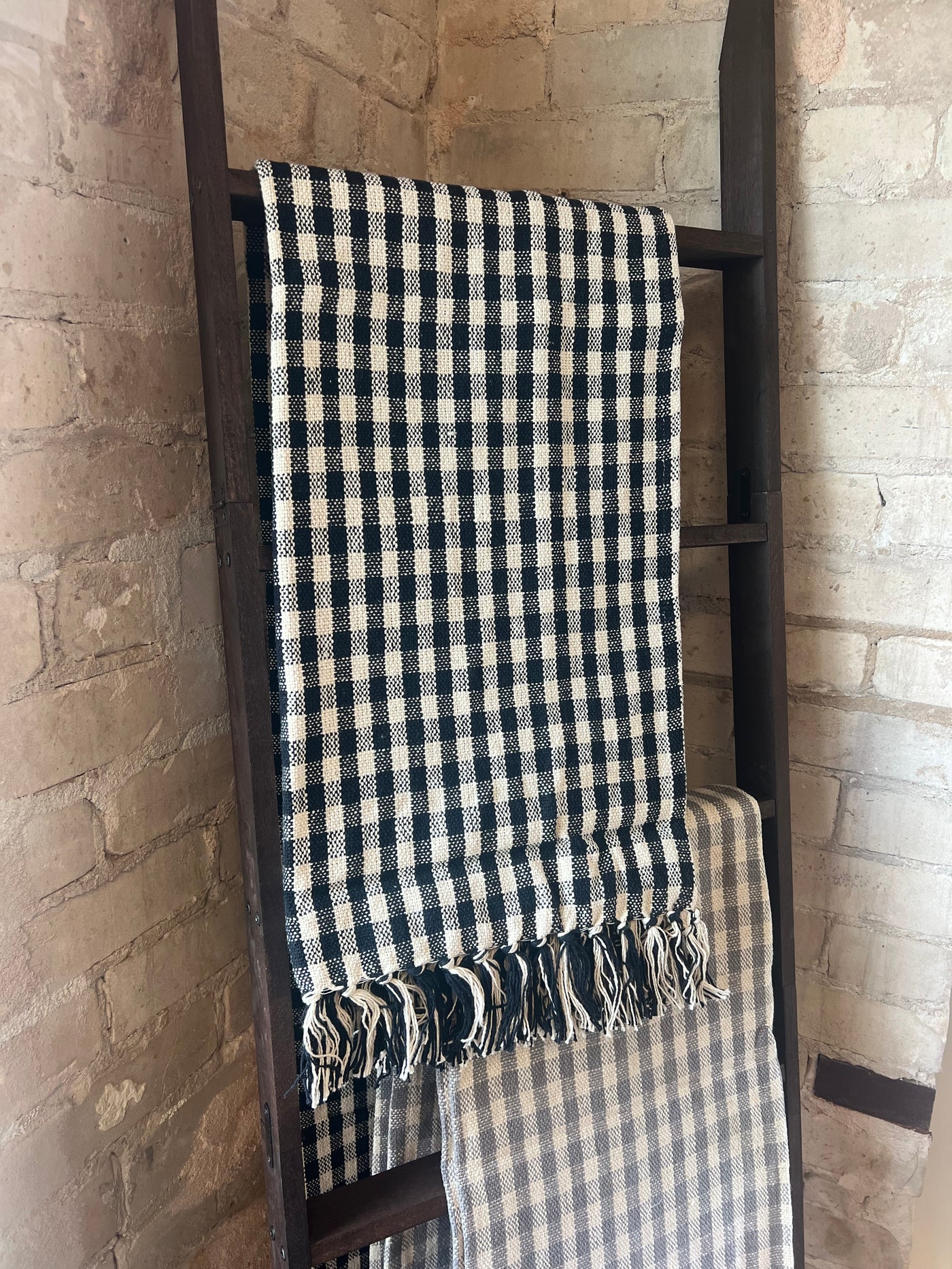 Black and White Gingham Check Throw Blanket - Mulberry Market Designs