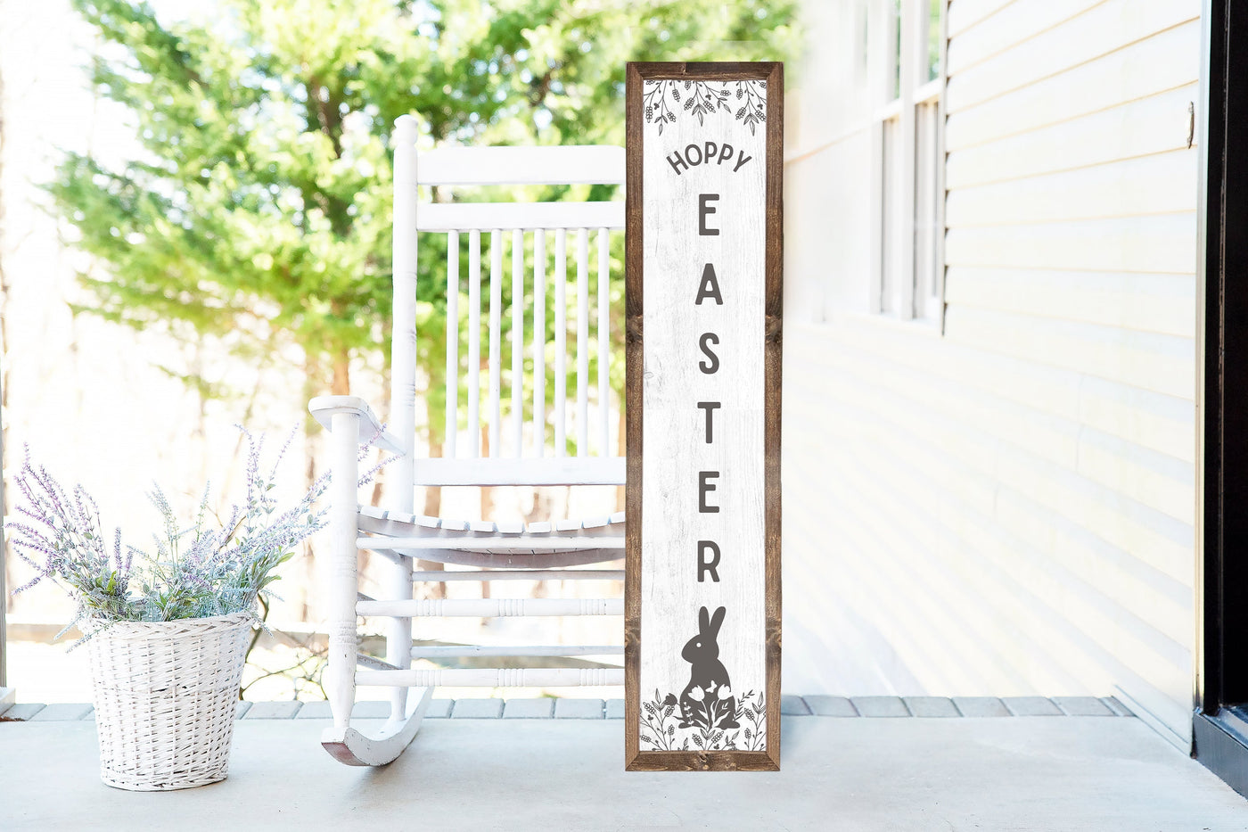 Hoppy Easter Wood Framed Porch Sign - Mulberry Market Designs