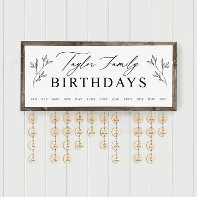 Personalized Perpetual Family Birthday Calendar Sign with Tags - Mulberry Market Designs