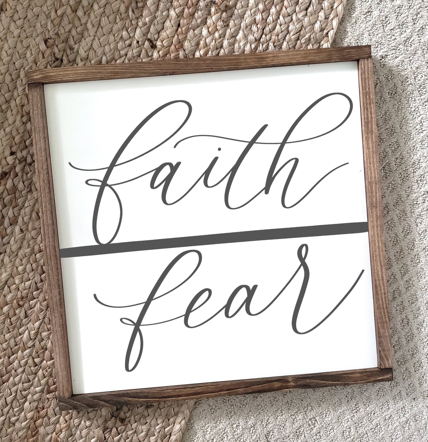 Farmhouse Faith Over Fear Wood Framed Sign - Mulberry Market Designs