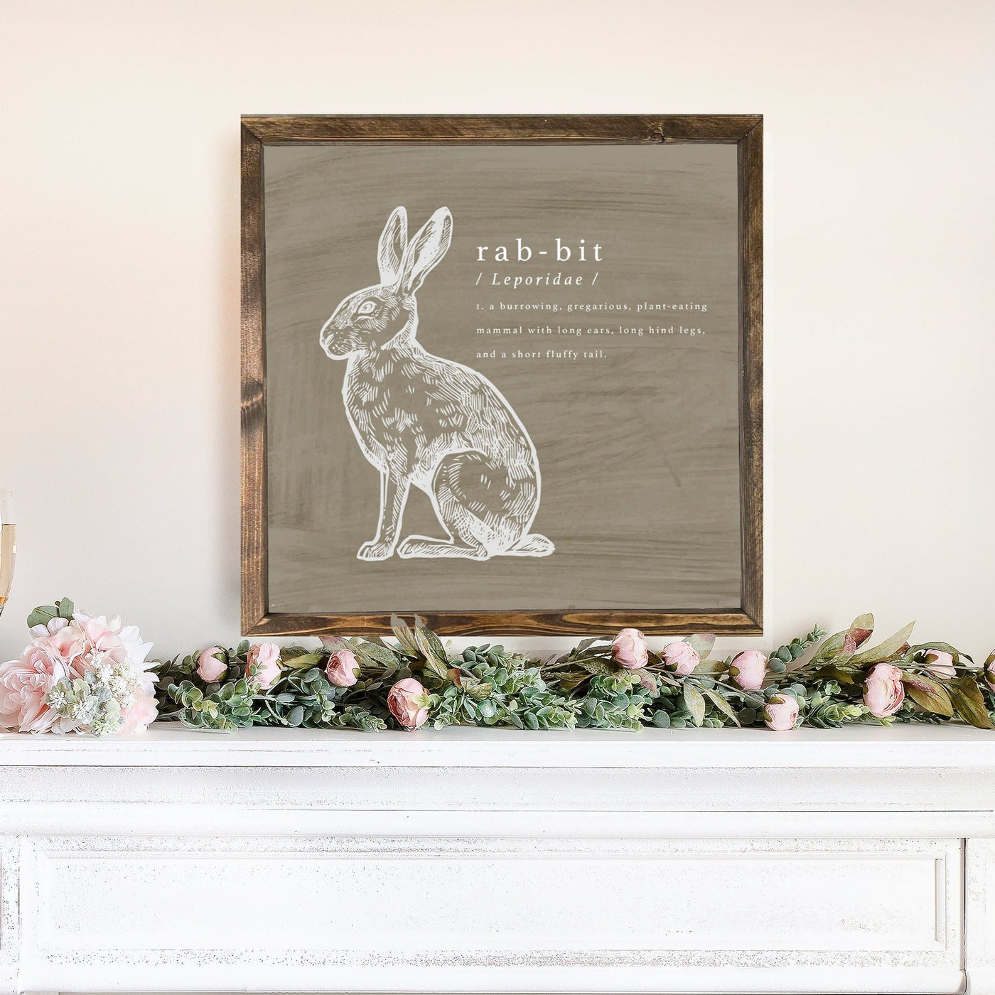 Spring Rabbit Farmhouse Sign Wood Framed Sign