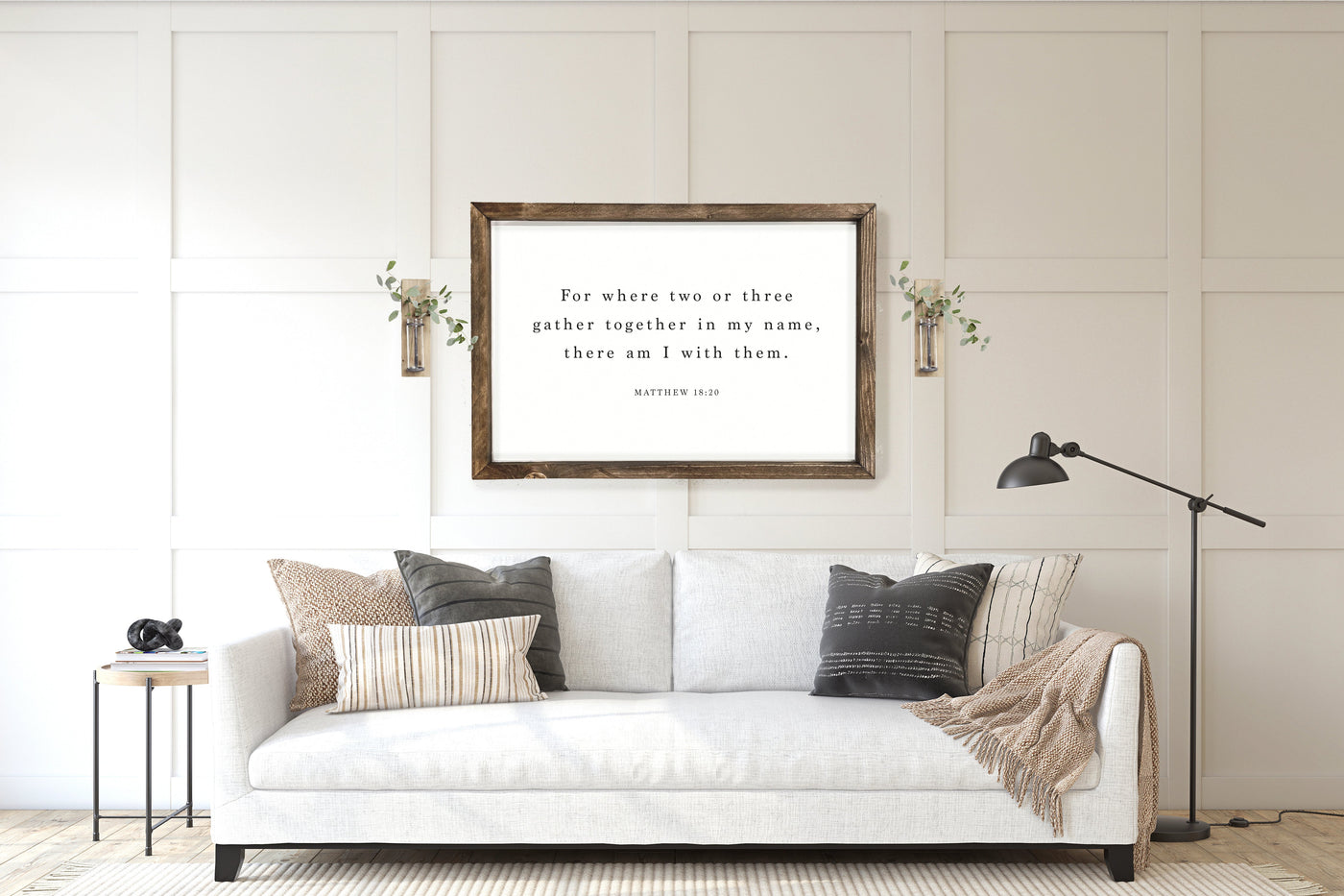 Where Two or More Are Gathered | Sign Bible Verse Sign - Mulberry Market Designs