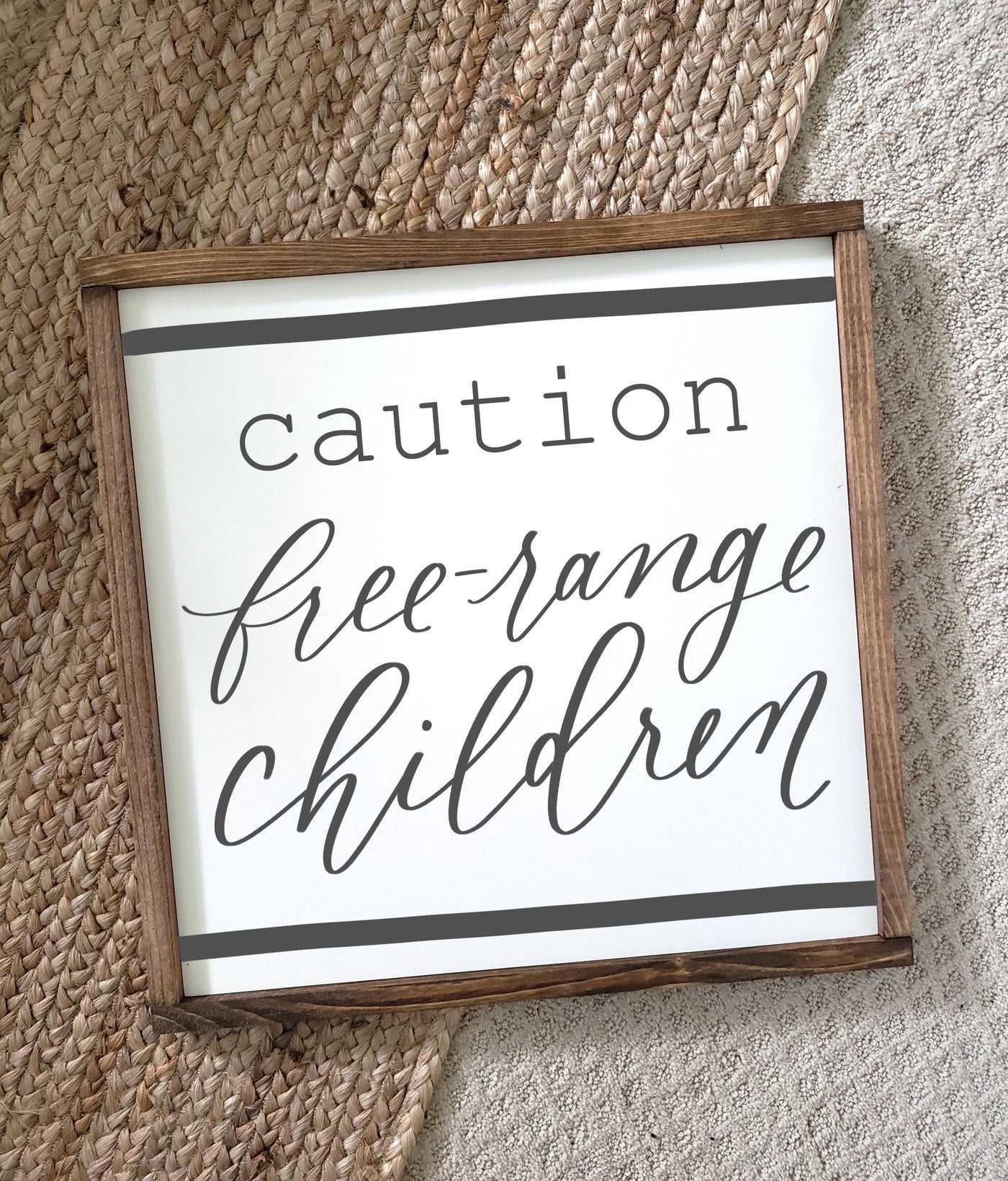 Caution Free Range Children | Farmhouse Wood Framed Sign - Mulberry Market Designs