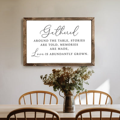 Gathered Around the Table Dining Room Sign - Mulberry Market Designs