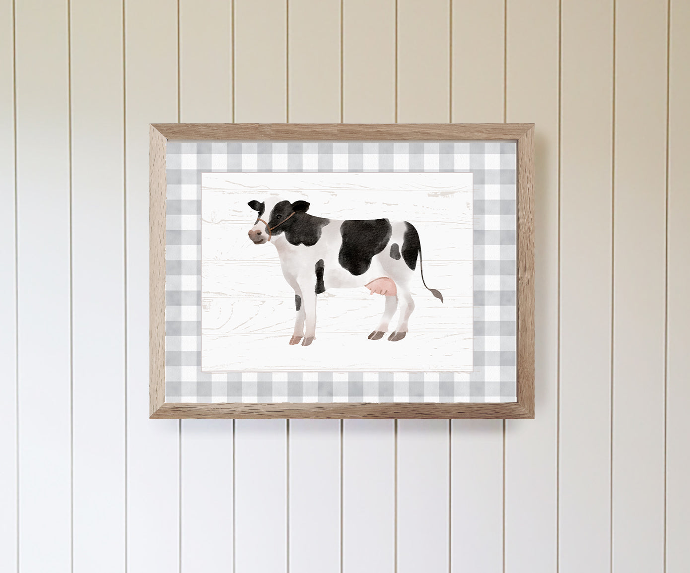 Gingham Cow Farm Nursery Wall Art - Mulberry Market Designs