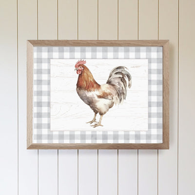 Gingham Rooster Farm Nursery Wall Art - Mulberry Market Designs