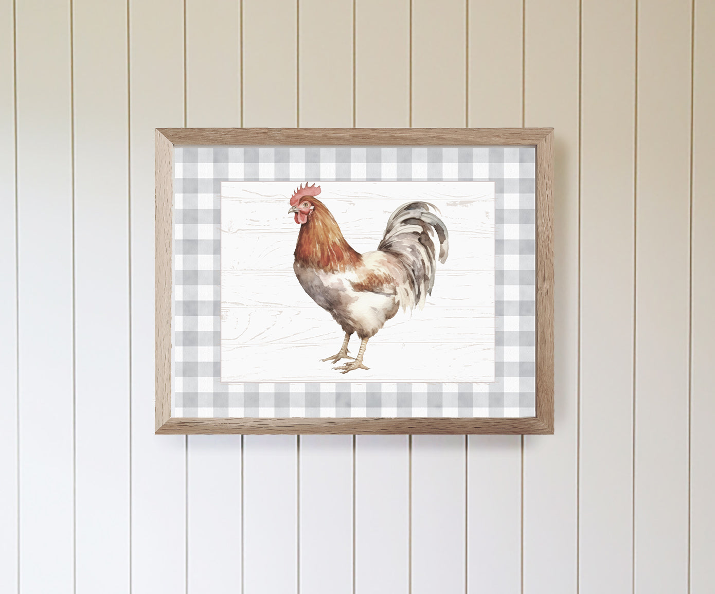 Gingham Rooster Farm Nursery Wall Art - Mulberry Market Designs