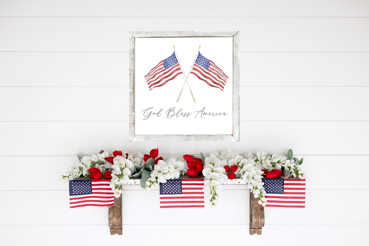 God Bless America 4th of July Farmhouse Sign - Mulberry Market Designs