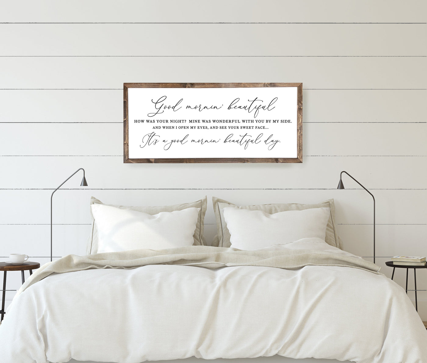 Good Mornin Beautiful Wood Framed Bedroom Sign | Song Lyrics Sign - Mulberry Market Designs