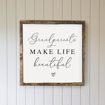 Grandparents Make Life Beautiful Wood Wall Art - Mulberry Market Designs