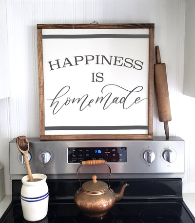 Happiness is Homemade Wood Framed Sign - Mulberry Market Designs