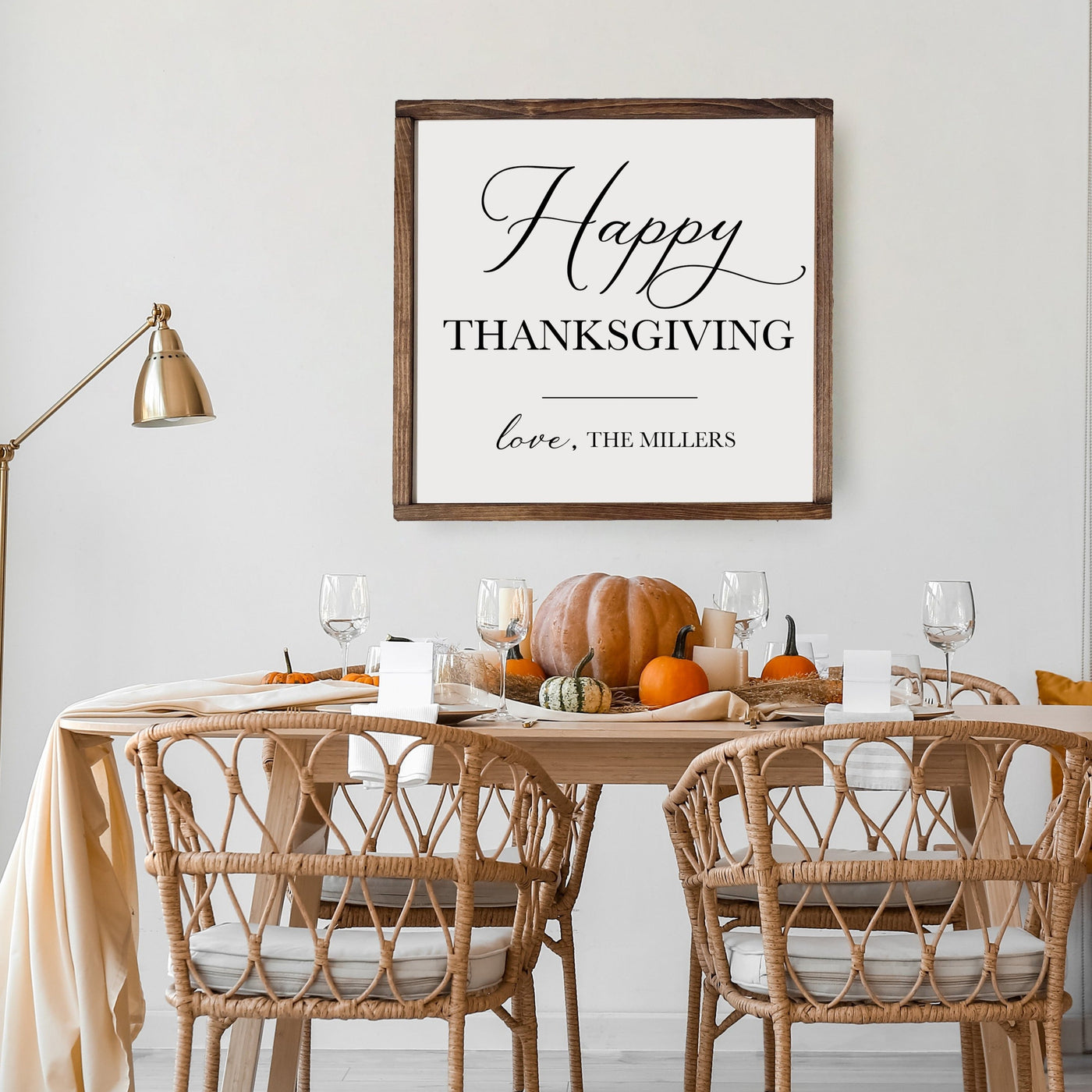 Personalized Happy Thanksgiving Wood Framed Sign - Mulberry Market Designs