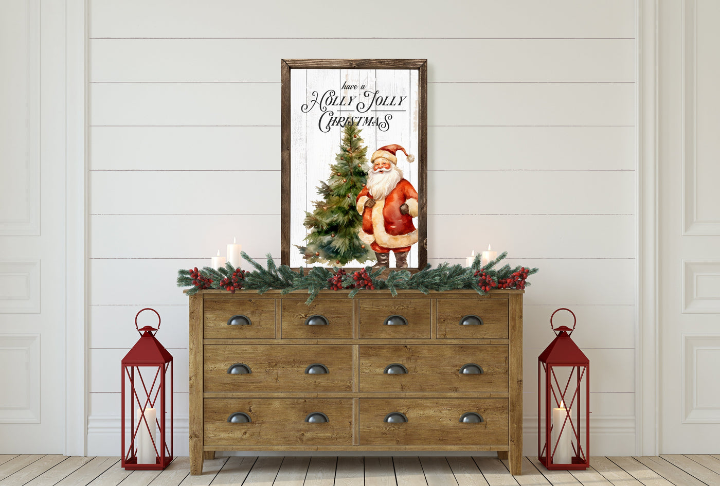 Santa Have A Holly Jolly Christmas Sign - Mulberry Market Designs