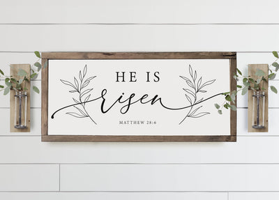 He is Risen | Wood Easter Sign - Mulberry Market Designs