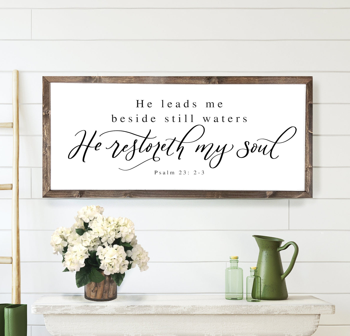 He Leads Me Beside Still Waters Christian Wall Art - Mulberry Market Designs