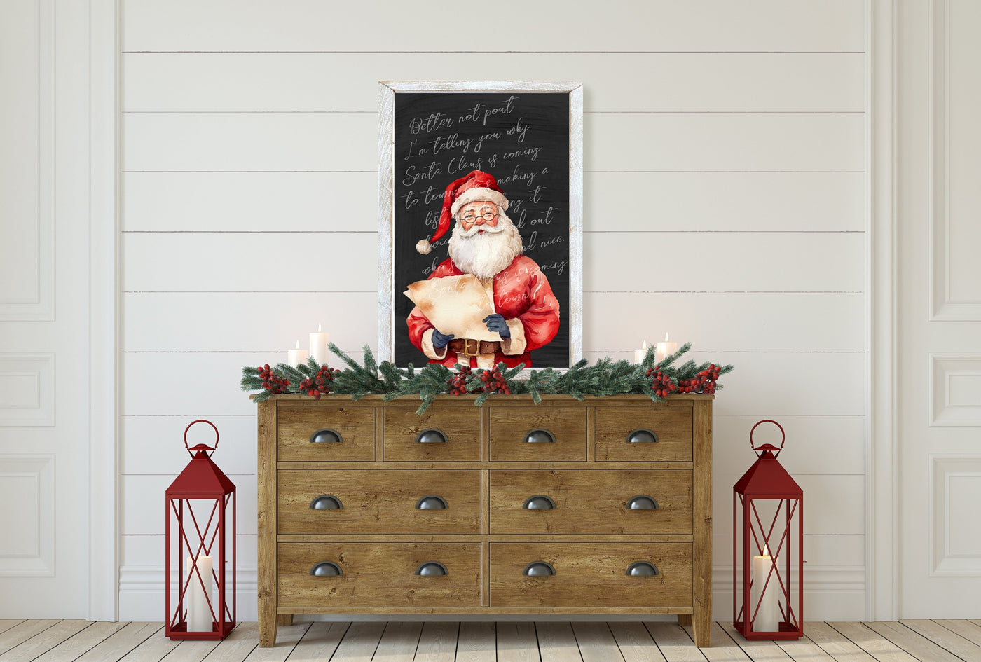 He's Making A List Santa Christmas Sign - Mulberry Market Designs