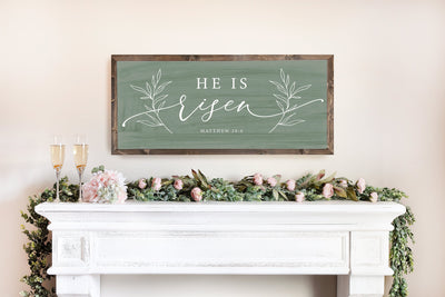 He is Risen | Wood Easter Sign - Mulberry Market Designs