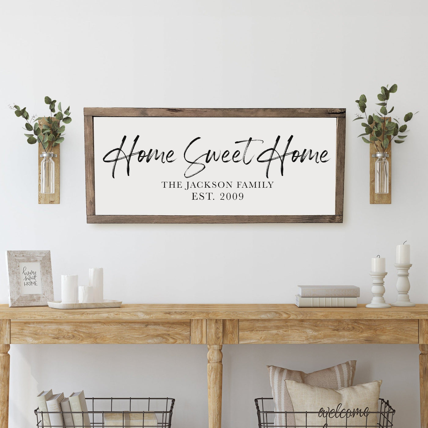 Home Sweet Home Wood Framed Personalized Sign - Mulberry Market Designs