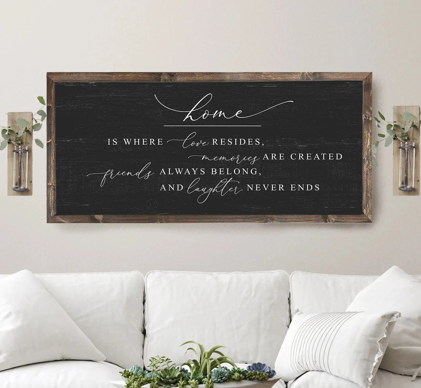 Home Is Where Love Resides Wood Sign Rustic Black - Mulberry Market Designs