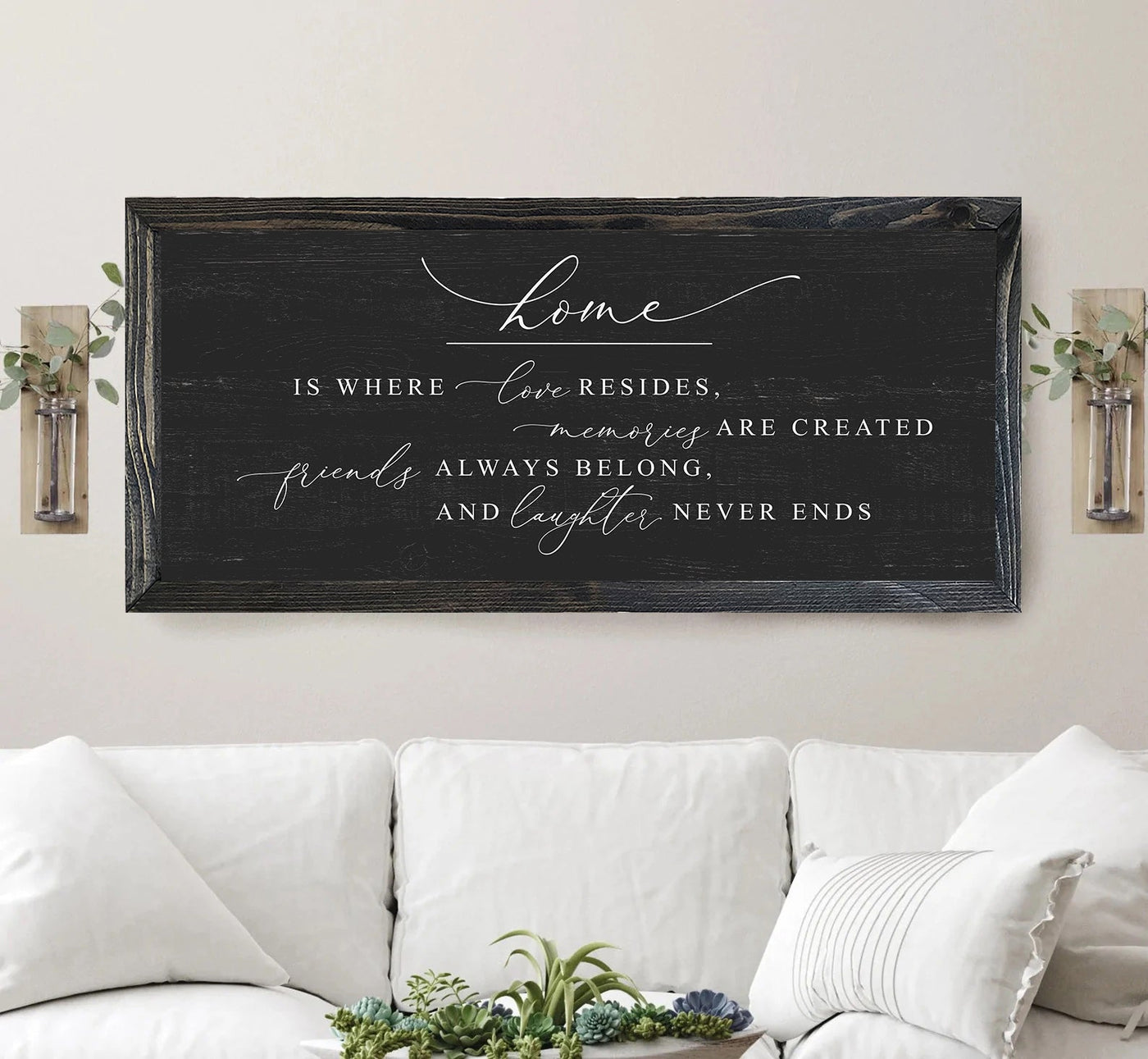 Home Is Where Love Resides Wood Sign Rustic Black - Mulberry Market Designs