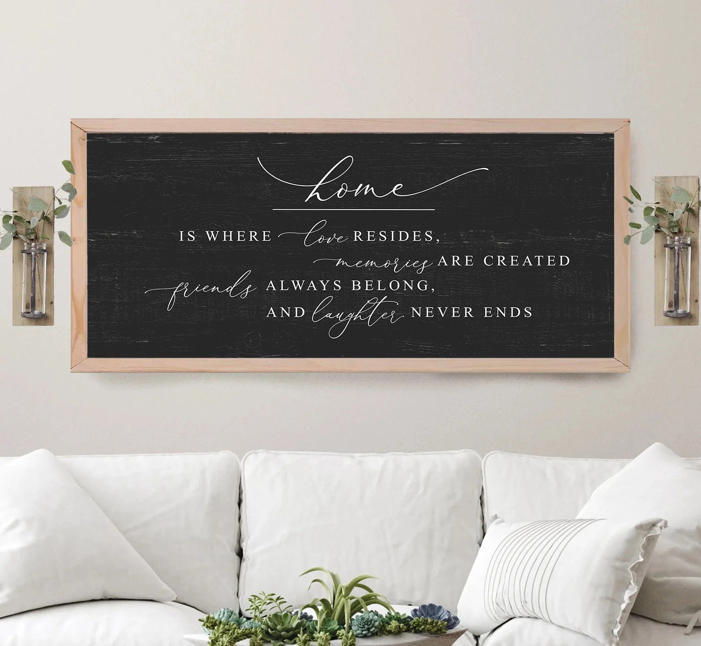 Home Is Where Love Resides Wood Sign Rustic Black - Mulberry Market Designs