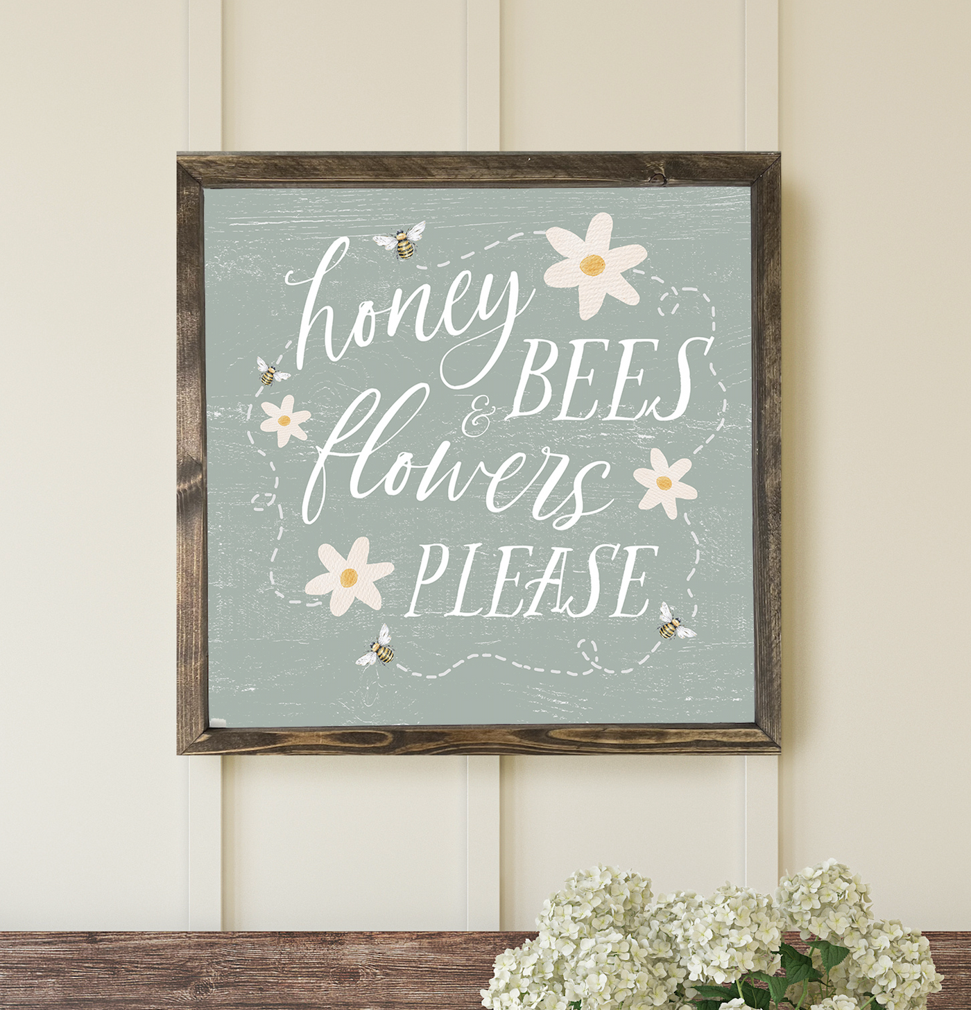 Honey Bees & Flowers Please Spring Wall Art - Mulberry Market Designs