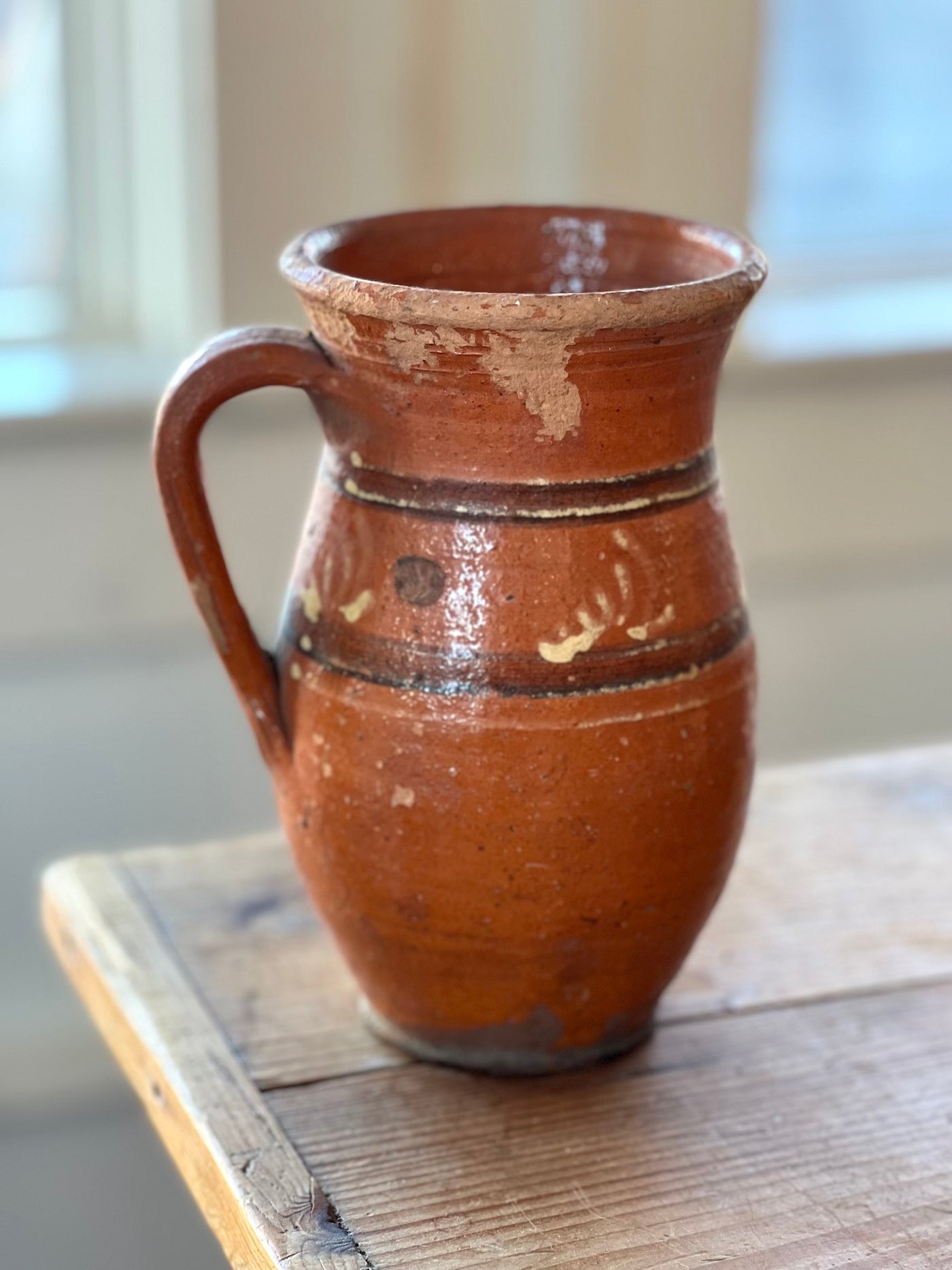 Antique Striped Terracota Vase from Hungary