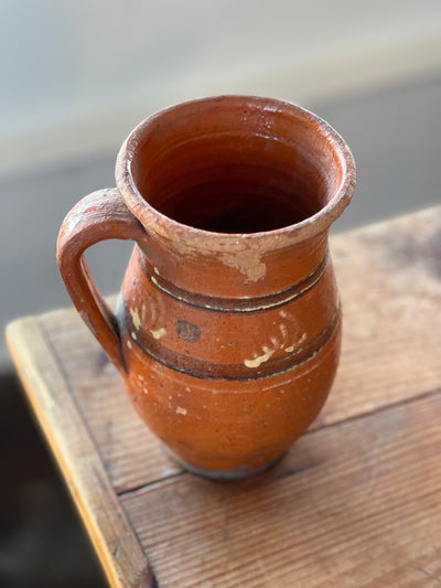 Antique Striped Terracota Vase from Hungary