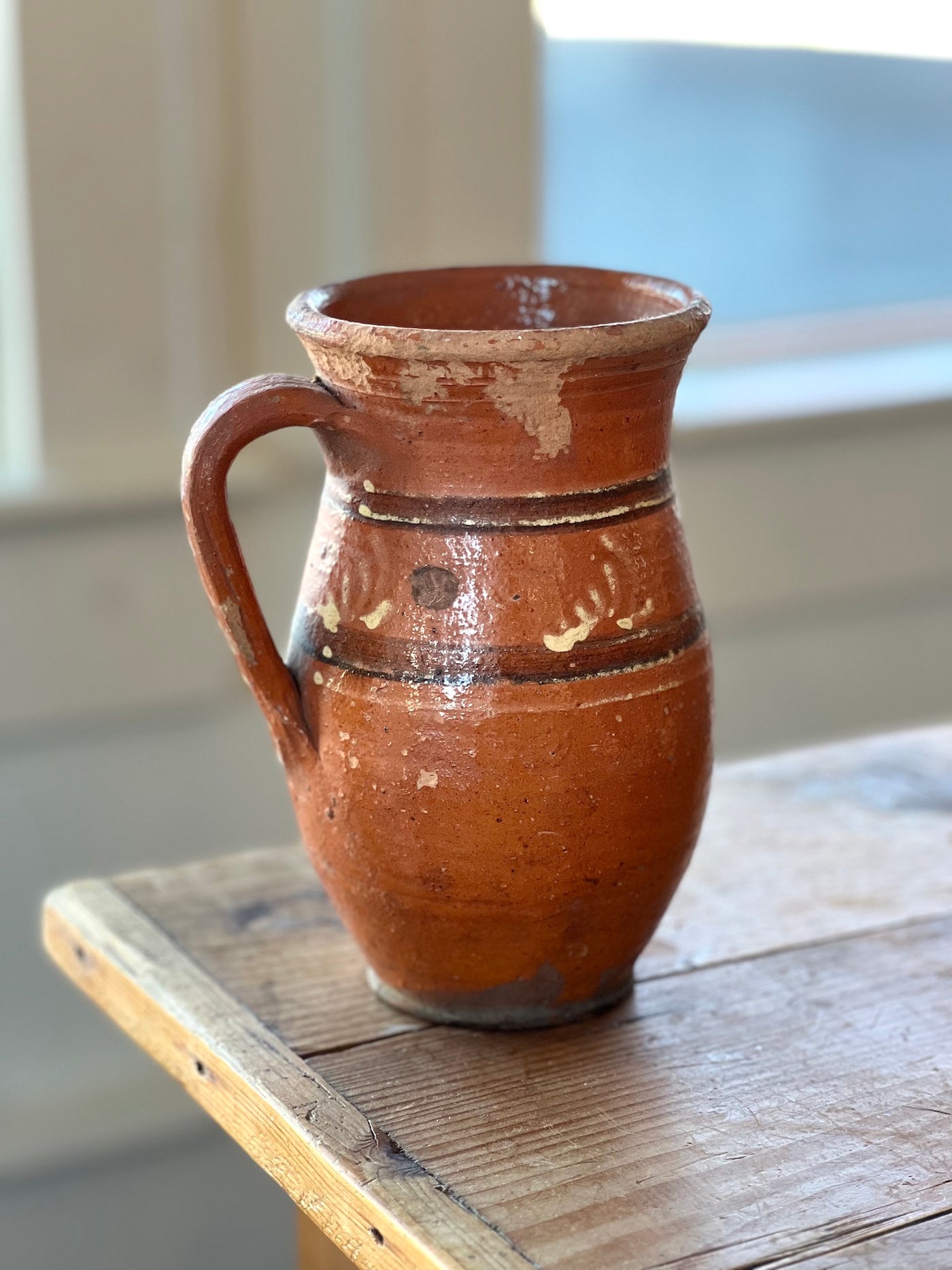 Antique Striped Terracota Vase from Hungary