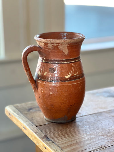 Antique Striped Terracota Vase from Hungary