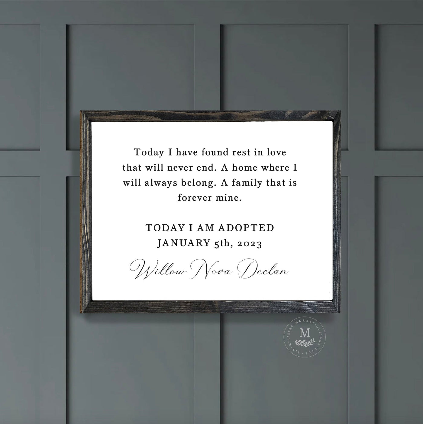 Today I Am Adopted Personalized Adoption Sign Wood Framed Sign