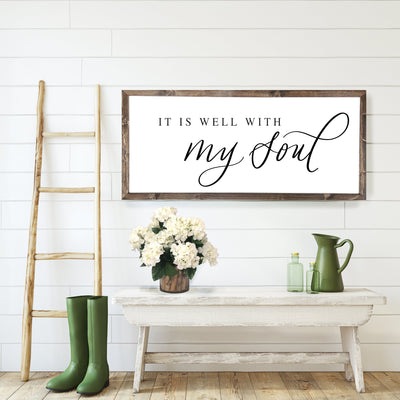 It Is Well With My Soul Wood Framed Sign - Mulberry Market Designs