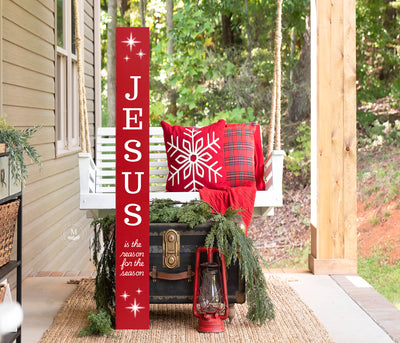 Jesus Is the Reason for the Season Leaning Christmas Porch Sign - Mulberry Market Designs