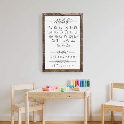 ABC Alphabet Wood Framed Sign | Home School Sign - Mulberry Market Designs