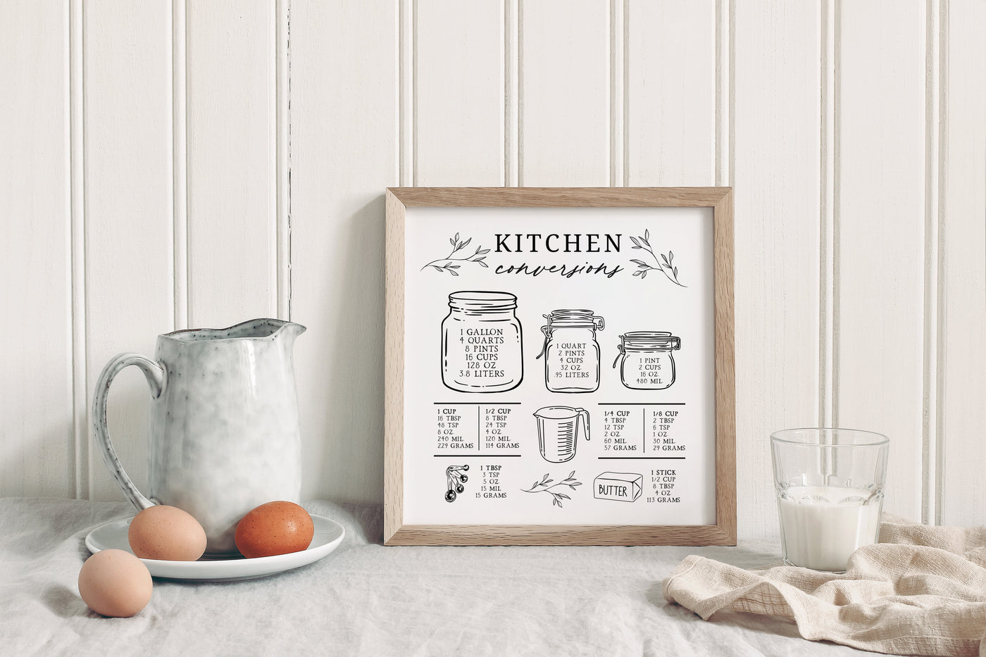 Kitchen Conversion Chart Wood Sign - Mulberry Market Designs