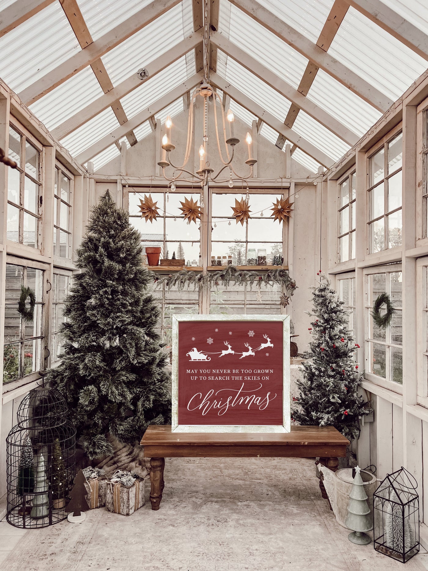 May You Never Be Too Grown Up To Search The Skies For Christmas Sign Wood Framed Sign