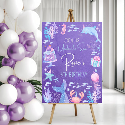 Personalized Mermaid Birthday Party Sign - Mulberry Market Designs